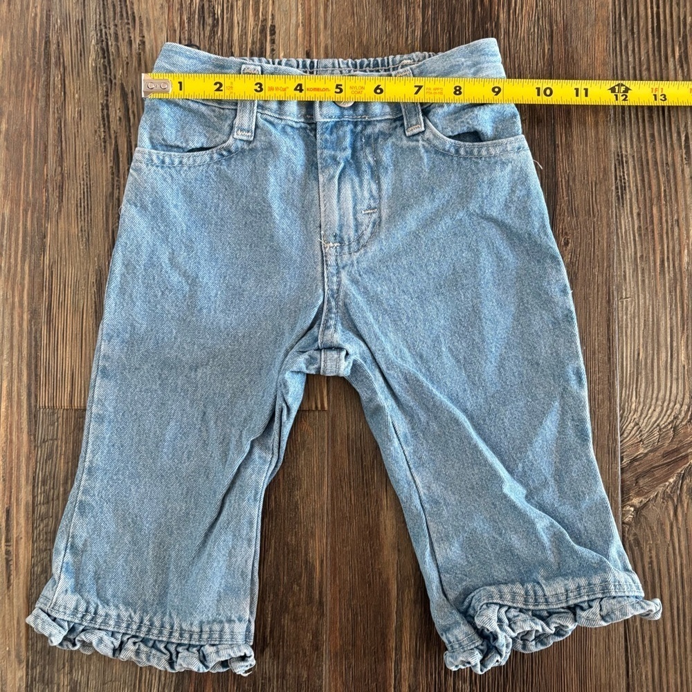 Vtg Lee Riders Baby Jeans 12 Months Light Blue Denim Ruffle Hem Elastic Waist - Picture 4 of 9